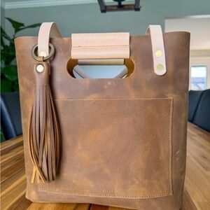 Lamb Leather Goods Utility Tote in Tobacco